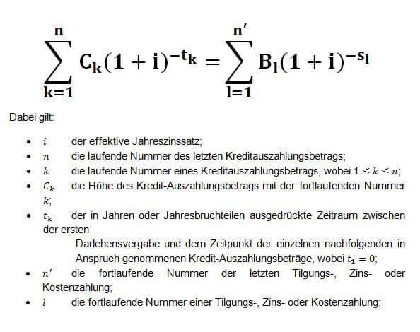 Formel für den Effektivzinssatz