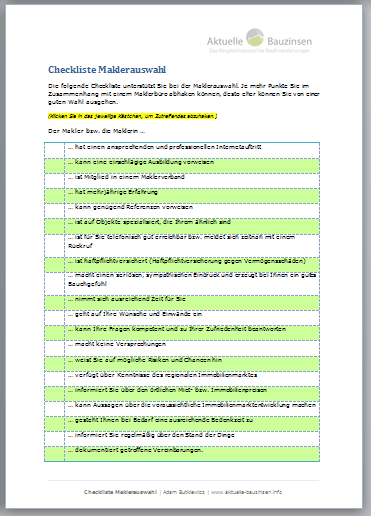 Checkliste Maklerauswahl