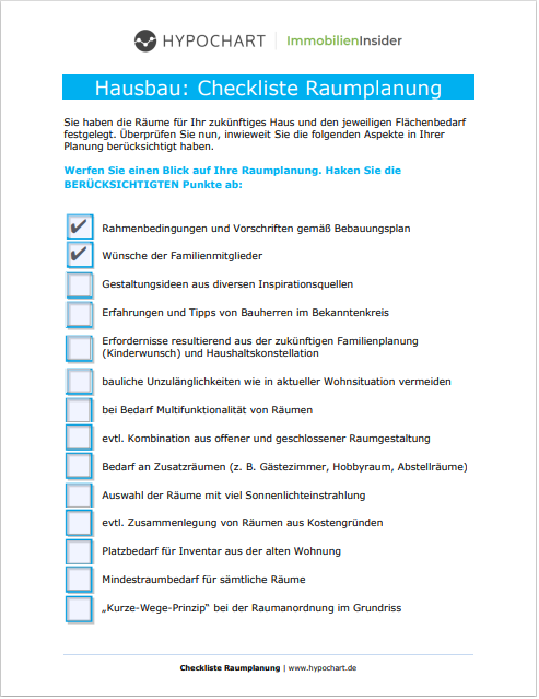 Vorschau unser Checkliste zur Raum- und Grundrissplanung im Hausbau