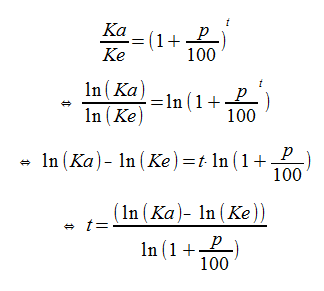 Formel zum Berechnen der Inflationsdauer